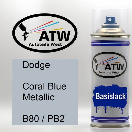 Dodge, Coral Blue Metallic, B80 / PB2: 400ml Sprühdose, von ATW Autoteile West.